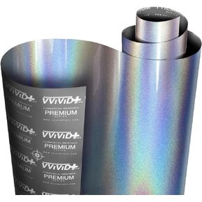 VViViD+ Ultra Gloss Silver Rainbow Metallic Vinyl (1.5ft x 5ft) Premium Car Wrap Film