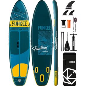 11’×34"×6" Extra Wide Inflatable Stand Up Paddle Board, Sup Board with Removable Fins, Backpack, Floating Paddle, Safety Leash, Floating Phone Case for Adults & Youth of All Skill Levels