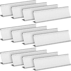 LEIFIDE 12 Pack Aluminum Name Plate Holder for Desk 2 x 8 Inch Name Plates Office Business Desk Holder Desktop Table Display for Business Office Meeting Teacher Kids Woman Man, Blank(Silver)