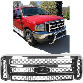 ECOTRIC New Front Grille Grill Compatible with 1999 2000 2001 2002 2003 2004 FORD F250 F350 SUPER DUTY Excursion Black Grille Mesh Style