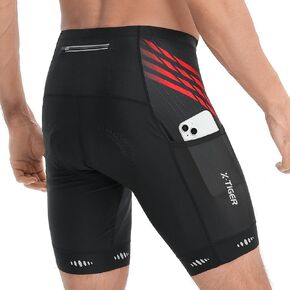 X-TIGER Bike Shorts for Men 5D Padded with 3 Pockets,Cycling Shorts Men Zipper Pockets Mountain Road Biking Riding Shorts
