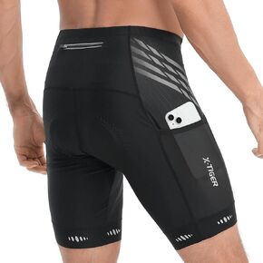 X-TIGER Bike Shorts for Men 5D Padded with 3 Pockets,Cycling Shorts Men Zipper Pockets Mountain Road Biking Riding Shorts