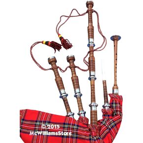 BAGPIPES, PROFESSIONAL SCOTTISH HIGHLAND BAGPIPE FNS MOUNTS RS TARTAN EDITION
