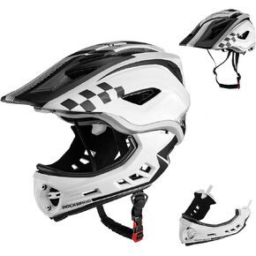 ROCKBROS Kids خوذة دراجة كاملة الوجه، خوذات خفيفة الوزن للأطفال الصغار، خوذات الدراجة الجبلية للأطفال الذين تتراوح أعمارهم بين 5-14 عامًا، خوذة ذقن مضادة للتصادم وقابلة للفصل للأطفال لسكوتر لوح التزلج BMX in Kuwait