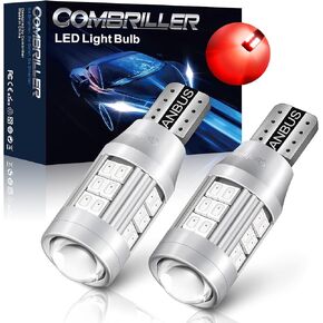 Combriller 912 921 LED Bulb Red Center High-Mounted Stop Lamp, Tail 3rd High Mount Brake Lights for Car, Truck, RV, T15 906 W16W 922 LED Bulbs, Brilliant Red
