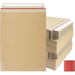 100 Pack 9X12 inch Self Seal Photo Document Mailers Stay Flat Kraft Cardboard Envelopes Photography Rigid Mailers for CD, Photos, Document (Kraft Brown)