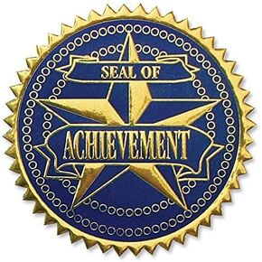 PaperDirect Embossed Seal of Achievement Gold Foil Ribbon Certificate Seals, 2 Inch, Self Adhesive, 100 Count, Embossed Seals for Certificates, Achievement Award Stickers for School, Work, Diploma