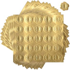 300pcs Gold Embossed Wax Seal Heart Shape Envelope Seals Stickers for Wedding Invitations,Party Favors,Greeting Cards, DIY Decoration, ES-21ST-001