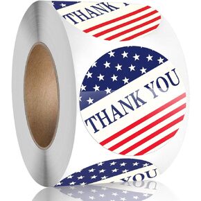 YINHEXI 1.5" Thank You Stickers, American Flag Thank You Stickers Roll for Small Business, American Flag Seal Sticker for Packaging 500 Labels Per Roll (Style-A, 1.5 inch)