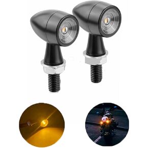 ANKIA 1 Pair 12V Universal Motorcycle Led Black Mini Bullet Turn Signals Lights Blinker Indicator for Any Harley, Honda, Yamaha, Suzuki, Kawasaki, Custom Bike, Cruiser, Choppers (Clear Lens)