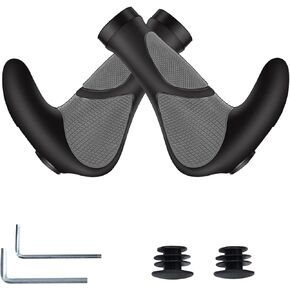 Yizhet 2Pcs Bicycle Handlebar Grips, Bike Ergonomic Handle End Grips Comfort Handle Bar Grips Lock for Mountain Bike BMX MTB Cycling TPR Rubber Bionic Gecko Palm Print Soft Non-Slip Grips with Horn