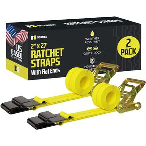 DC Cargo Tie-Down Ratchet Straps Heavy-Duty Flats Hook Trailer Strap, (Pack of 4) Heavy Duty 2" x 27' Tie-Down Ratcheting Cargo Truck Straps 2 Inch Ratchet Straps - Safely Secure Your Cargo