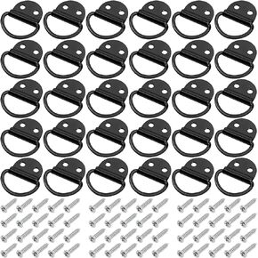 30 Pack Small Stainless Steel D-Ring Tie Downs Anchor Lashing Ring for Loads on Case Truck Cargo Trailers RV Boats with Screws, Silver