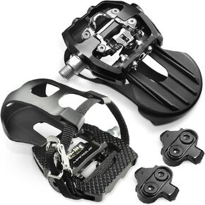 MARQUE SPD Compatible Pedals for Stationary Bike with Toe Cage – Dual Sided Exercise Pedal for Regular Shoes, Indoor Cycling 9/16" Spindle Pedals, Compatible with Peloton