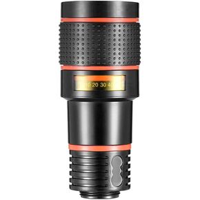12x Optical Zoom HD Cell Phone Camera Lens, Telephoto Clip-On Lens for Single Lens Phone, Compatible with iOS X/8/7/6s/6 Plus Android Tablet, Used as Monocular Rubber Eyecup Carry Bag