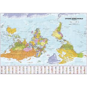 Upside Down World Political Wall Map - 39.25" x 27.5" Laminated