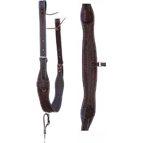 CHALLENGER Horse Western Basket Weave Tooled Leather Rear Flank Saddle Cinch Billets 9779BR