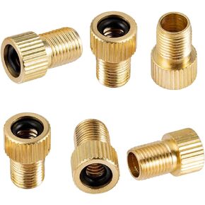 6 Pcs Brass Presta Valve Adapter - Convert Presta to Schrader - French/UK to US - Inflate Tire Using Standard Pump or Air Compressor