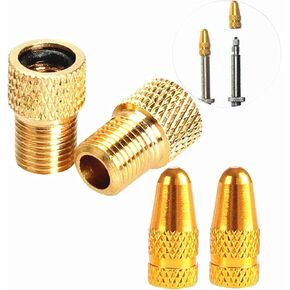 Presta Valve Caps Anodized Alloy & Copper Presta to Schrader Bicycle Bike Valve Adapter
