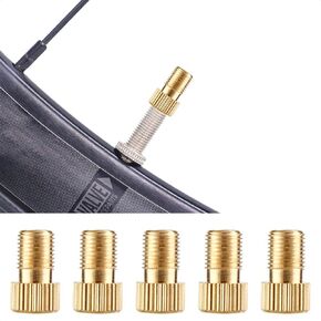 5 PCS Bike Presta Valve Adapter - Convert Presta Valve to Schrader, Works with Air Compressors, Pumps, and More, Brass Tool for Mountain and Road Bicycles