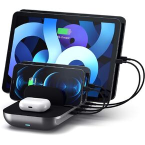 Satechi Multi Device Charging Station with Wireless Charging - for iPad Pro/Air M1, iPhone 15/14/13/12/11 Pro Max/Pro, AirPods 2/1