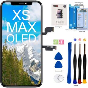 استبدال شاشة EFAITHFIX لهاتف iPhone Xs MAX OLED [ليس LCD] شاشة 6.5 بوصة محول رقمي شاشة لمس ثلاثية الأبعاد مجموعة كاملة مع طقم إصلاح لاصق مقاوم للماء من الزجاج المقسى A1921/A2101/A2102/A2103/A2104