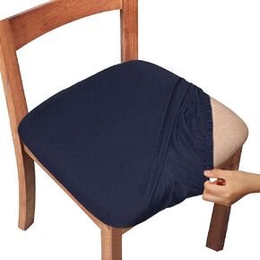 Gute Chair Seat Covers, Dining Room Chair Seat Covers with Ties, Stretch Solid Chair Covers Protectors for Dining Room Kitchen Chairs (4 Pcs, Black)