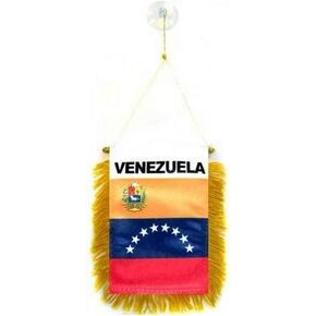 AZ FLAG Venezuela Mini Banner 6'' x 4'' - Venezuelan Pennant 15 x 10 cm - Mini Banners 4x6 inch Suction Cup Hanger