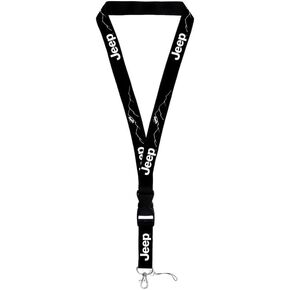 Au-TOMOTIVE GOLD, INC. Official Licensed for Jeep Mountain White Image on Black Universal Lanyard Key Chain