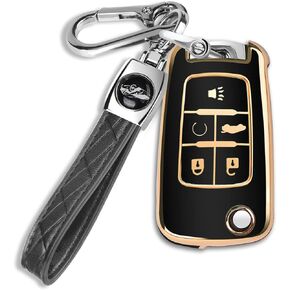 QBUC for Chevy Key Fob Cover Case with Keychain for Chevrolet Buick Camaro Cruze Equinox Malibu Impala Spark Sonic GMC