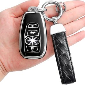 for Subaru Key fob Cover with Keychain/Keyring,Soft TPU 4 Buttons Key Shell,fit BRZ Legacy Outback Ascent Crosstrek Forester WRX Remote car Key(Purple)