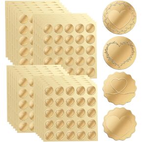 600 Pcs Gold Embossed Envelope Seal Stickers, 4 Style Self-Adhesive Heart Envelope Seals for Wedding Party Invitations Favors, Greeting Cards in Kuwait