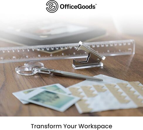 OfficeGoods 3 Piece Acrylic Desk Set - Includes Ruler, Staple Remover, Scissors - Functional & Elegant Desk Accessories - Stationery Tools for Home, Office, and School - Blue with Silver Metal in Saudi Arabia