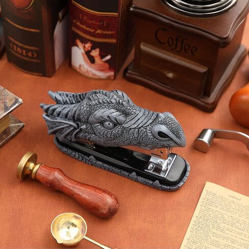 Dragon Stapler with 2000 Staples, Dragon Head Stapler Kids Novelty Stapler Funny Carving Resin Faucet Stapler for Office Desk Stationery Desktop Accessory Home Decor (Grey) in Saudi Arabia