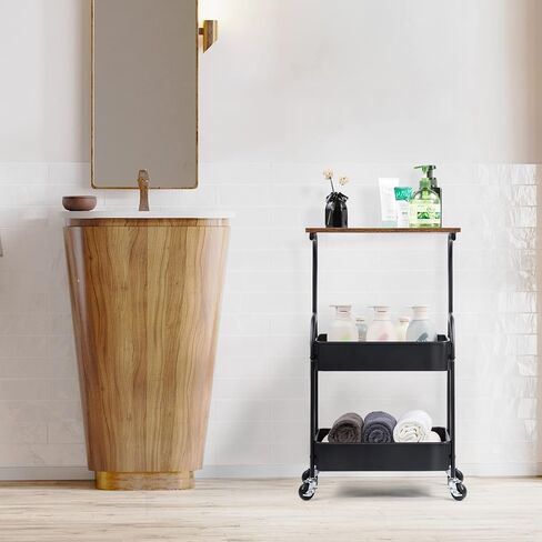 حامل طابعة عربة طابعة متنقلة مع أرفف تخزين، طاولة طابعة 3 طبقات على عجلات، حامل طابعة صناعي متدحرج، حامل خشبي للطابعة، منظم أدوات منزلية للفاكس، أبيض حديث in Kuwait