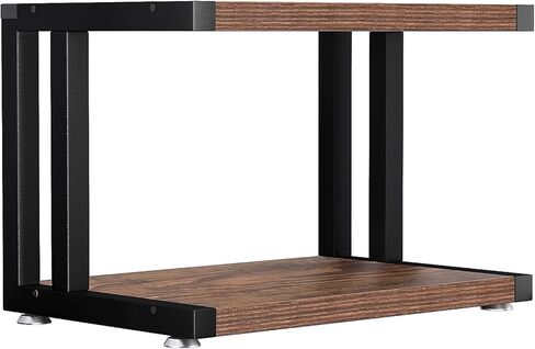 حامل طابعة سميك بطبقتين قديم، رف كتب تخزين حديث وعصري، طاولة حامل ناسخة للتخزين في المكتب المنزلي، حامل سطح المكتب، طاولة الطابعة، بني ريفي + أسود in Kuwait