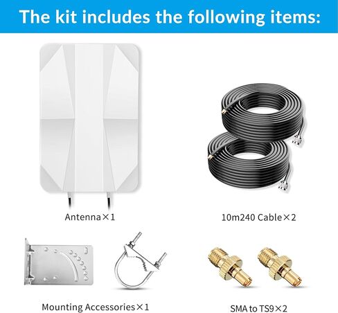 هوائي لوحة 4G LTE 5G هوائي Mimo اتجاهي خارجي 700-2700 | هوائي 3300-3800 ميجا هرتز حتى 12dBi مع كابل 10 متر موصل TS9 SMA متوافق مع مودم راوتر 5G 3G 4G LTE in Kuwait