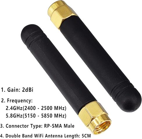 2-Pack 2.4GHz Mini WiFi Antenna 2dBi FPV Antenna Omni Directional SMA Male Omni-Directional Small PC WiFi Bluetooth Antenna Aerial Signal Booster Adapter Network Receive for Wireless Router in Kuwait