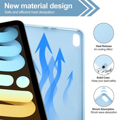 حافظة لوحة مفاتيح BORIYUAN iPad Mini 6 2021، 7 ألوان بإضاءة خلفية قابلة للفصل وغطاء ذكي نحيف لجهاز iPad Mini الجيل السادس 8.3 بوصة - أسود in Kuwait