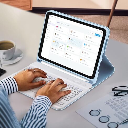 حافظة لوحة مفاتيح BORIYUAN iPad Mini 6 2021، 7 ألوان بإضاءة خلفية قابلة للفصل وغطاء ذكي نحيف لجهاز iPad Mini الجيل السادس 8.3 بوصة - أسود in Kuwait
