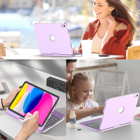 حافظة آيباد الجيل العاشر مع لوحة مفاتيح لجهاز آيباد 10.9 بوصة 2023/2022، لوحة مفاتيح تعمل باللمس لجهاز آيباد الجيل العاشر - قابلة للدوران 360 درجة، حامل أقلام، حافظة لوحة مفاتيح متعددة اللمس لجهاز آيباد الجيل العاشر in Kuwait