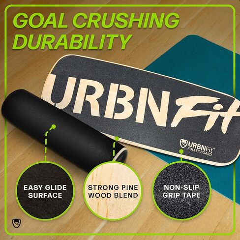 مدرب لوح التوازن الخشبي من URBNFit - لوح تمايل لألواح التزلج والهوكي والتزلج على الجليد والتدريب على ركوب الأمواج - لوح موازنة مع دليل تمرين للتمرين وبناء الاستقرار الأساسي﻿ in Kuwait