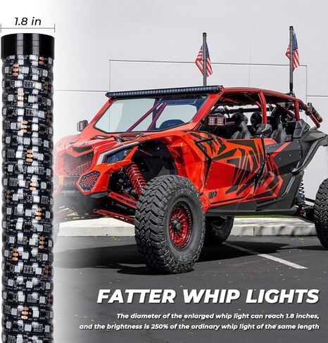 2 قطعة 3FT LED أضواء السوط مع بلوتوث وجهاز التحكم عن بعد 360 درجة دوامة مطاردة الطرق الوعرة تحذير مضاءة هوائي الرقص السياط جنبا إلى جنب in Kuwait