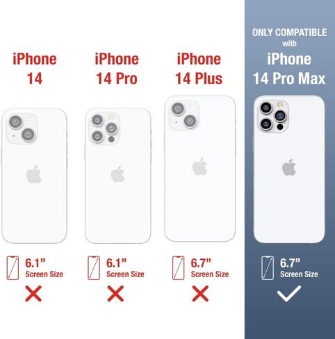 حافظة لهاتف iPhone 14 Pro Max مع واقي شاشة من الزجاج المقوى 2X + واقي عدسة الكاميرا 2X [حماية كاملة] - شفاف كريستالي in Saudi Arabia