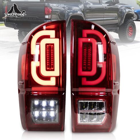 مجموعة مصابيح LED الخلفية من WOLFSTORM لسيارة Toyota Tacoma 2016-2023 مع تصميم إضاءة LED جديد، مجموعة مصابيح خلفية LED Toyota Tacoma 16-23، زوج واحد (عدسة دخان) in Saudi Arabia