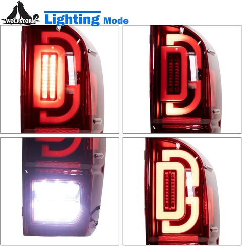 مجموعة مصابيح LED الخلفية من WOLFSTORM لسيارة Toyota Tacoma 2016-2023 مع تصميم إضاءة LED جديد، مجموعة مصابيح خلفية LED Toyota Tacoma 16-23، زوج واحد (عدسة دخان) in Saudi Arabia