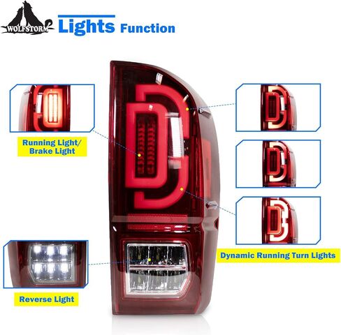 مجموعة مصابيح LED الخلفية من WOLFSTORM لسيارة Toyota Tacoma 2016-2023 مع تصميم إضاءة LED جديد، مجموعة مصابيح خلفية LED Toyota Tacoma 16-23، زوج واحد (عدسة دخان) in Saudi Arabia