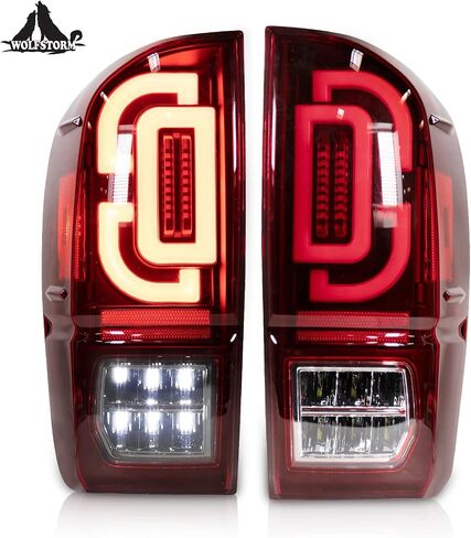 مجموعة مصابيح LED الخلفية من WOLFSTORM لسيارة Toyota Tacoma 2016-2023 مع تصميم إضاءة LED جديد، مجموعة مصابيح خلفية LED Toyota Tacoma 16-23، زوج واحد (عدسة دخان) in Saudi Arabia