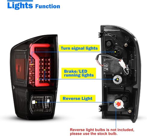 مجموعة مصابيح LED الخلفية من WOLFSTORM لسيارة Toyota Tacoma 2016-2023 مع تصميم إضاءة LED جديد، مجموعة مصابيح خلفية LED Toyota Tacoma 16-23، زوج واحد (عدسة دخان) in Saudi Arabia