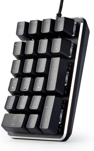 لوحة مفاتيح رقمية Magicforce USB، لوحة مفاتيح رقمية سلكية USB ميكانيكية مع لوحة أرقام بإضاءة خلفية LED زرقاء 21 مفتاحًا للكمبيوتر المحمول والكمبيوتر المكتبي - أسود (مفاتيح زرقاء) in Kuwait